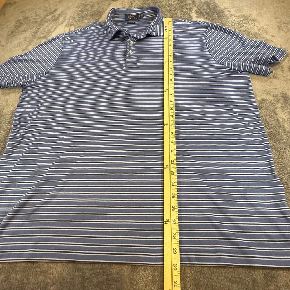 Polo Ralph Lauren Mens XL Classic Fit Blue White Striped Soft‎ Polo Shirt